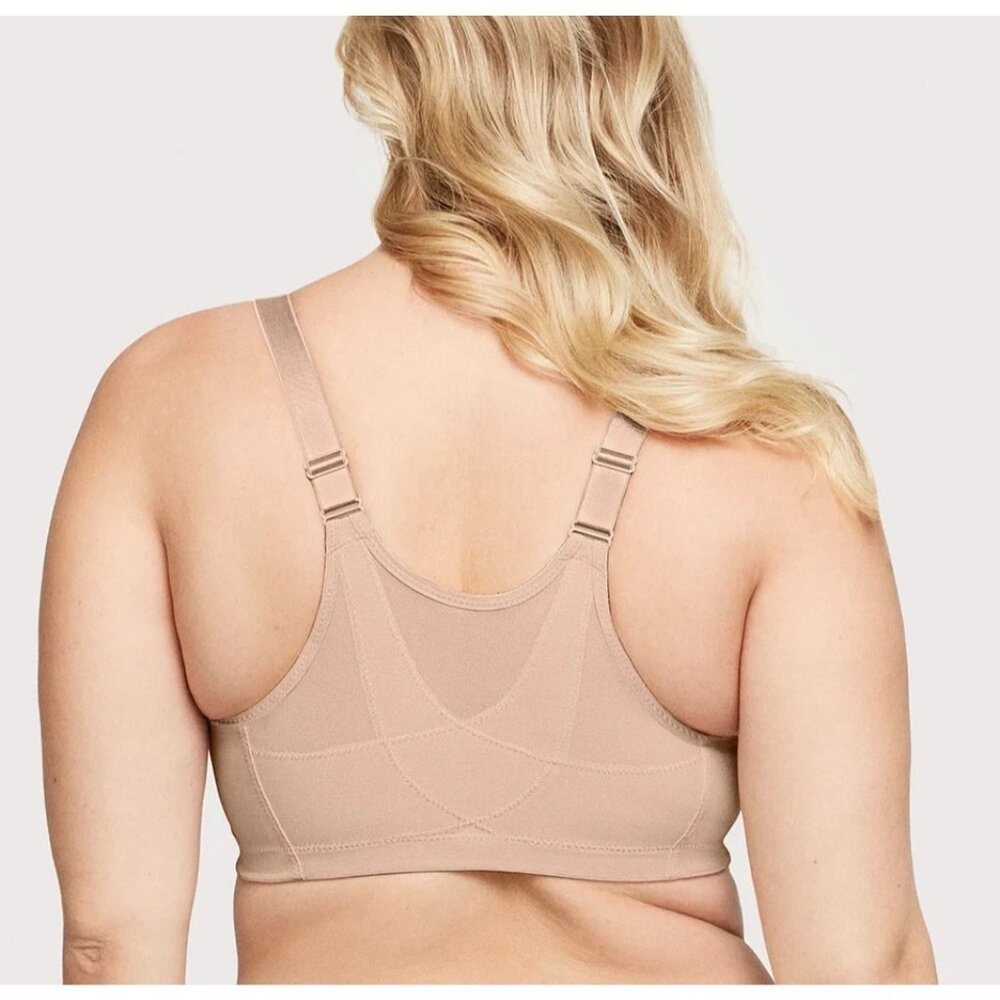 Glamorise 36H USA (36G UK) MagicLift Front Closure Posture Back Bra 1265 Cafe - Picture 9 of 14